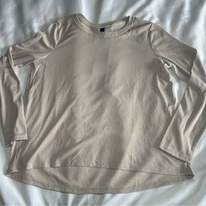 Mondetta Light Tan Stripe Lightweight Long Sleeve Shirt Womens Large